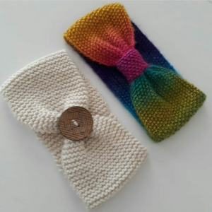 Kahverengi İşlemeli Beyaz Bandana