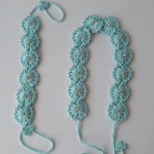 Turkuaz İşlemeli Yaka