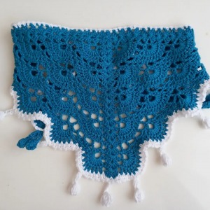 Mavi Beyaz Örgü Yaka